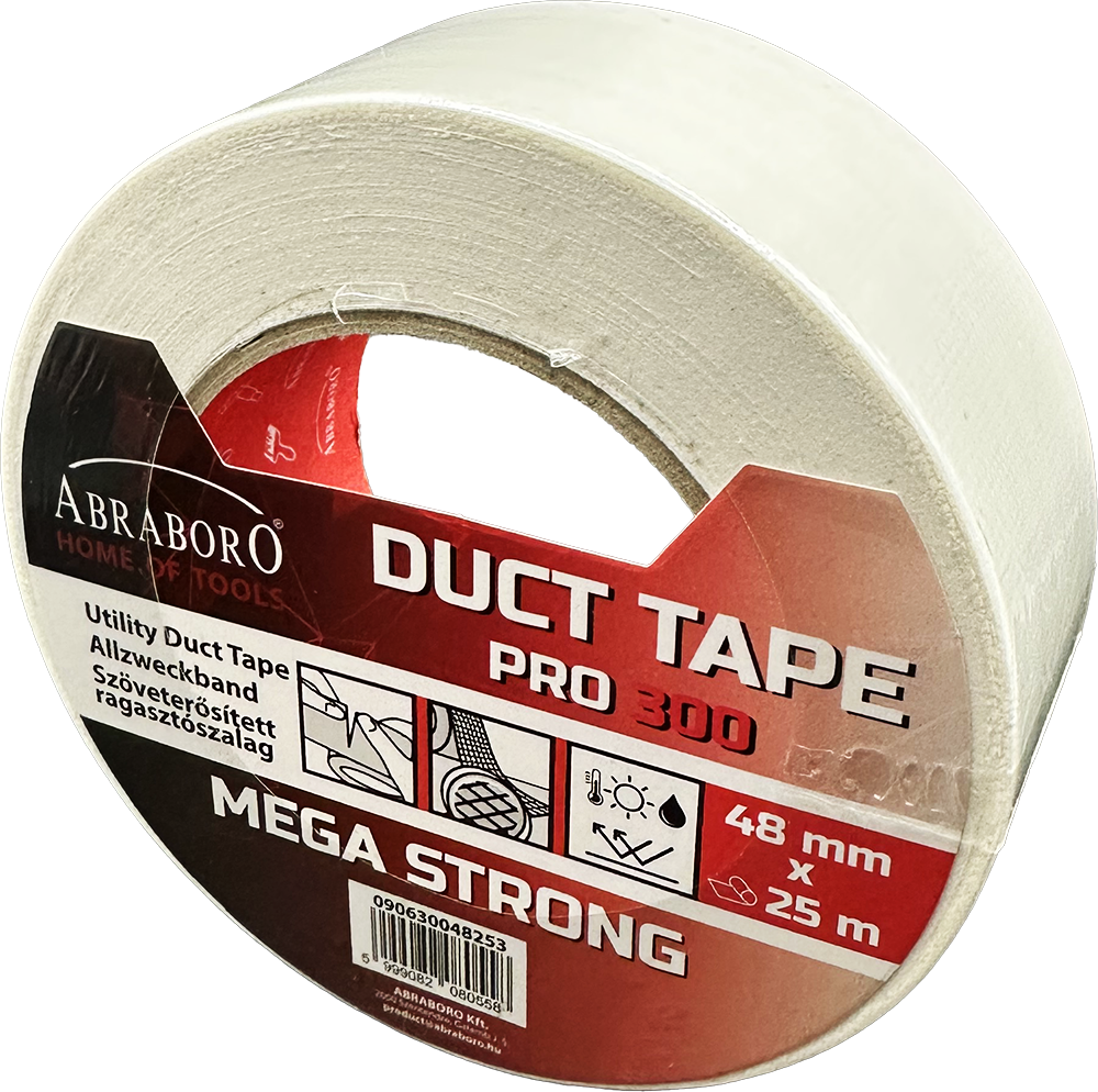 Abraboro DUCT TAPE szöveterősített ragasztószalag, fehér, 48 mm x 25 m termék fő termékképe