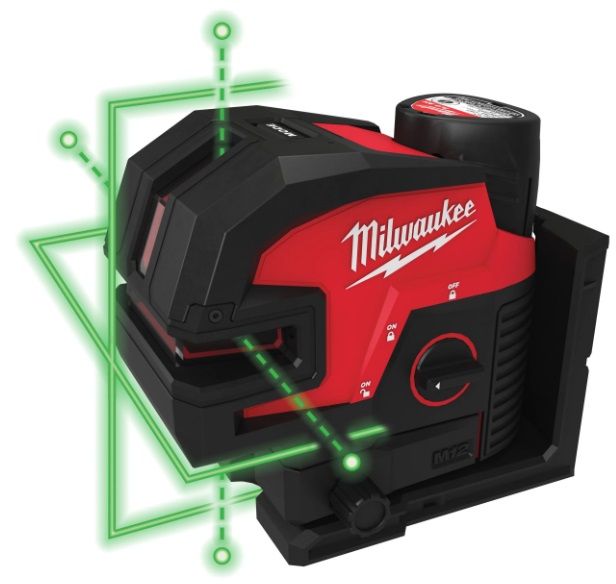Milwaukee M12CLL4P-301C akkus 2-vonalas keresztvetítő és pontlézer, zöld (1 x 3.0 Ah Li-ion akkuval) (PROMO) termék fő termékképe