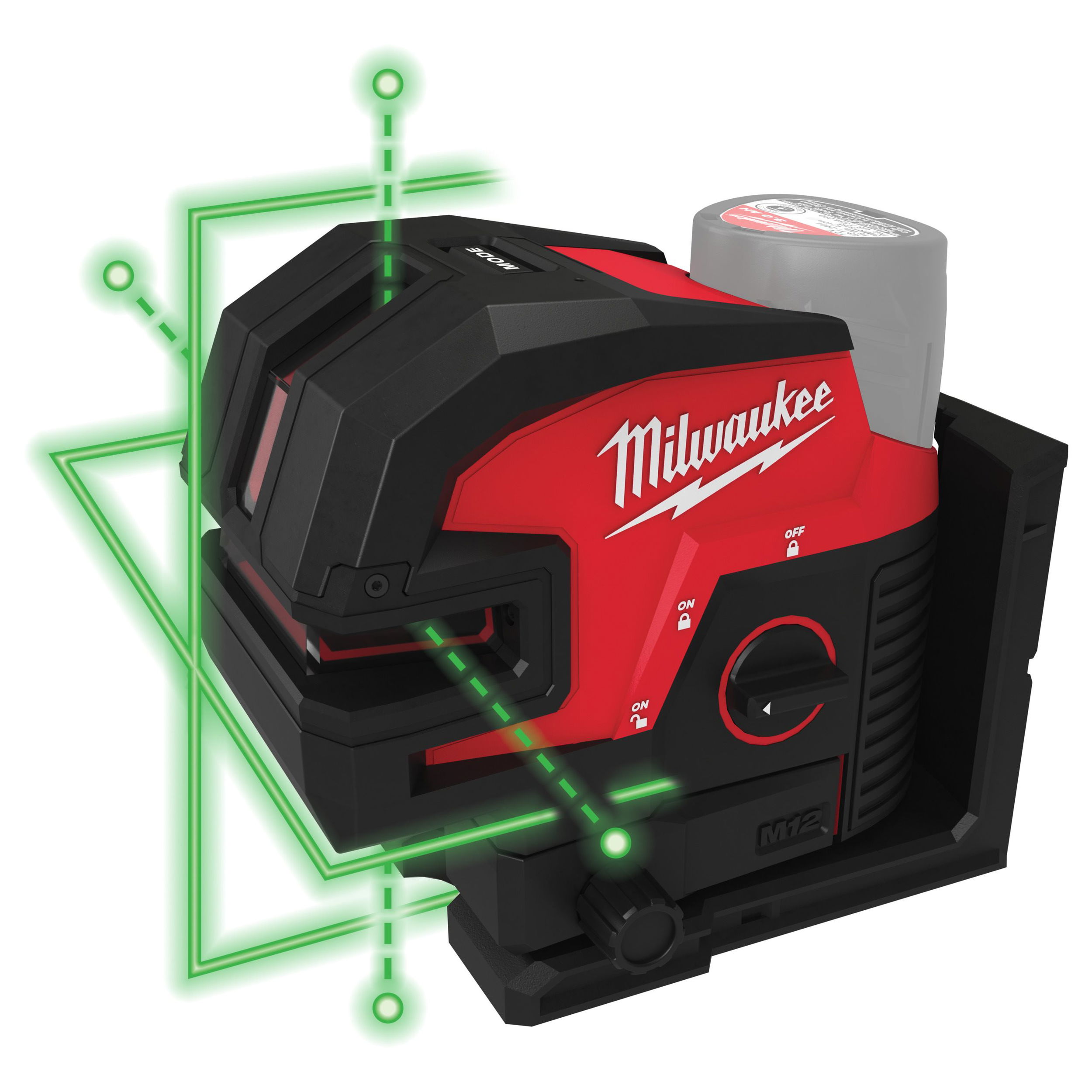 Milwaukee M12CLL4P-0C akkus 2-vonalas keresztvetítő és pontlézer, zöld (akku és töltő nélkül, kofferben)  (PROMO) termék fő termékképe
