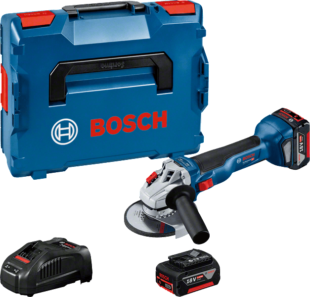 Bosch GWS 18V-10 akkus sarokcsiszoló (2 x 5.0 Ah Li-ion akkuval, L-BOXX-ban) termék fő termékképe